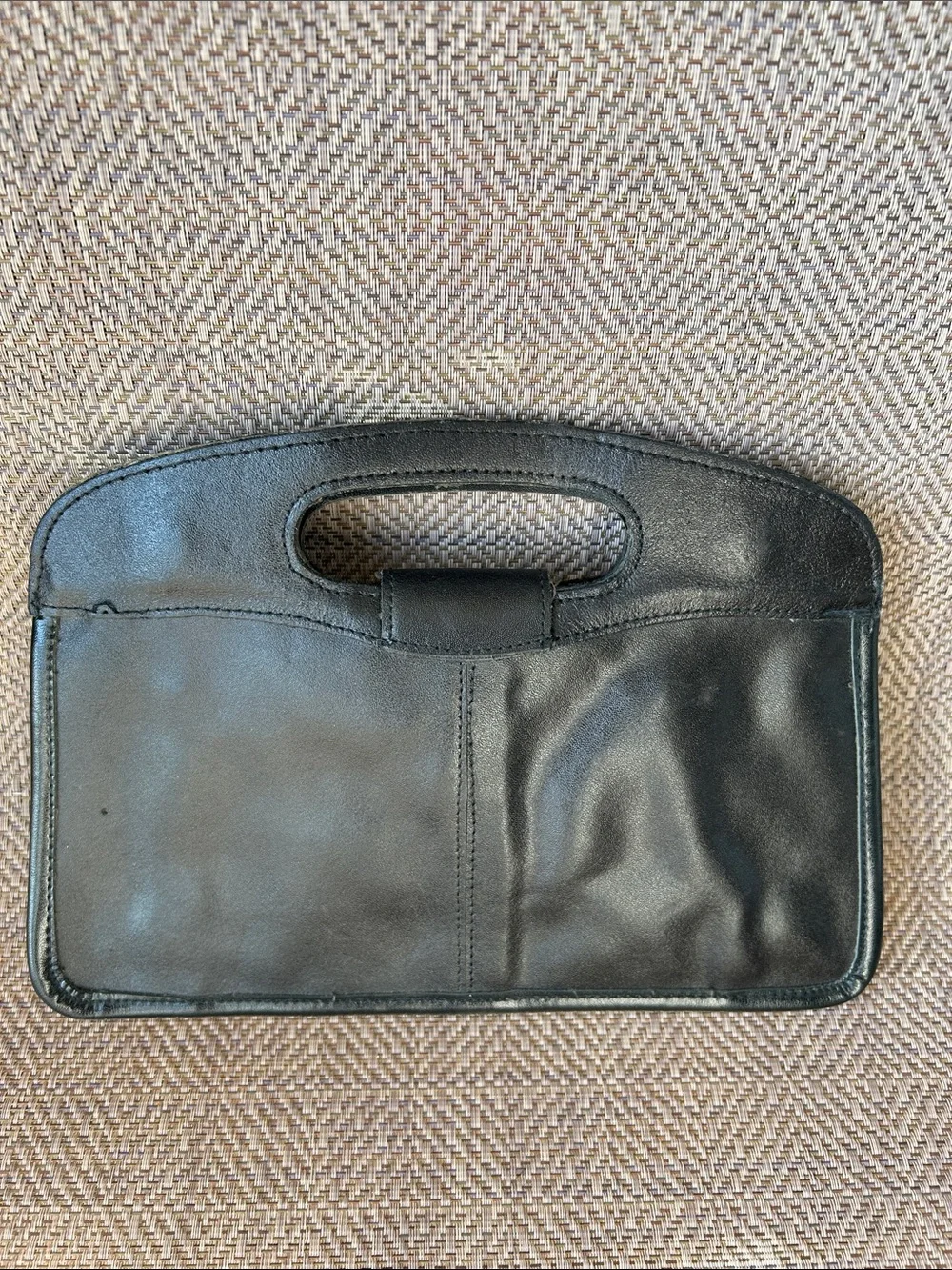 Handi-bag Classic Vintage Black Leather women’s Clutch Bag. Made in Korea.